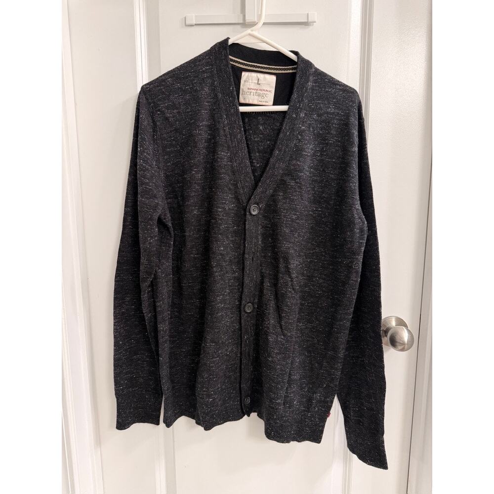 Banana Republic Cardigan harcoal Leather Elbow Patch